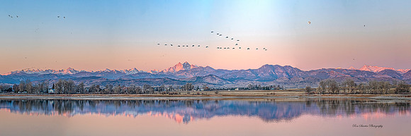 Longs Peak at Loveland CO Reservoir Sunrise 1 36 by 12