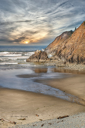 Oregon Rugged Beach Rock Sunset