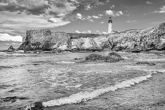 Yaquina Head Lighthouse Oregon BW