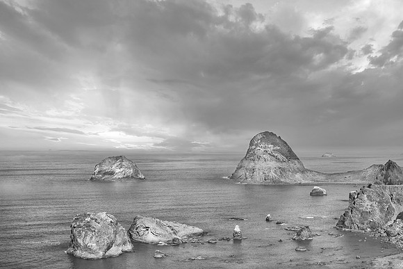 Oregon Coast Bay Sunset BW