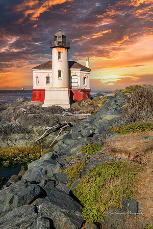 Coquille River Lighthouse 3 Sunset Bandon Beach Oregon