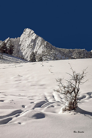 Flatirons in Snow Boulder, CO