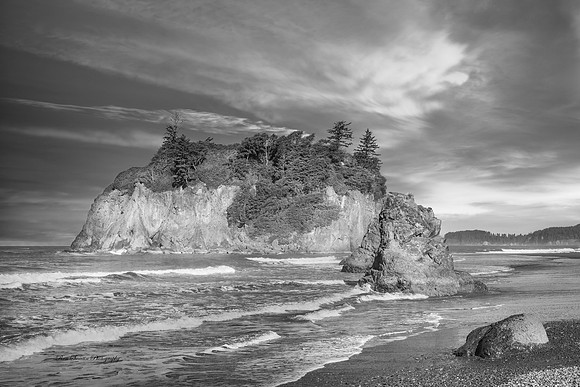 Ruby Beach Washington Rocks and Beach BW