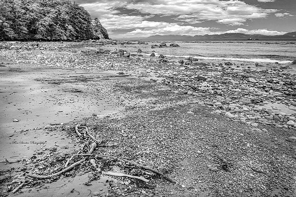 Vancouver From Neah Bay Beach Washington BW